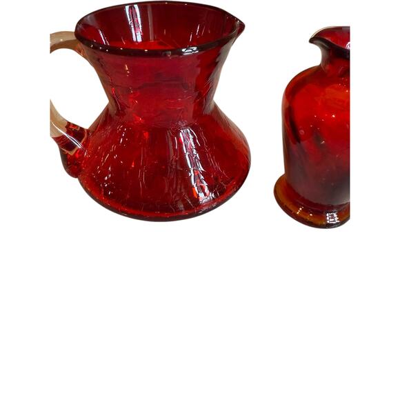 Vintage Mini Red Crackle & Red & Amber Ombre Mini Vases - Picture 2 of 5
